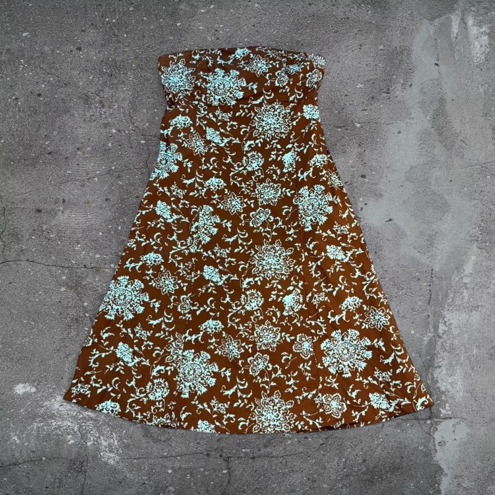Y2K GAP floral midi dress size 6 brown blue coquette boho 2000s indie soft girl